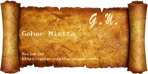 Geher Mietta névjegykártya